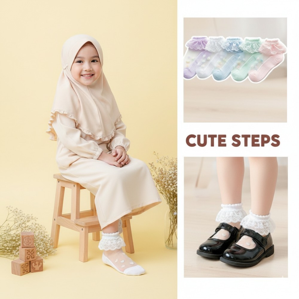 Kaos Kaki Anak Renda Tipis Nyaman Kids Kaus Kaki Anak Perempuan Premium Renda Pita