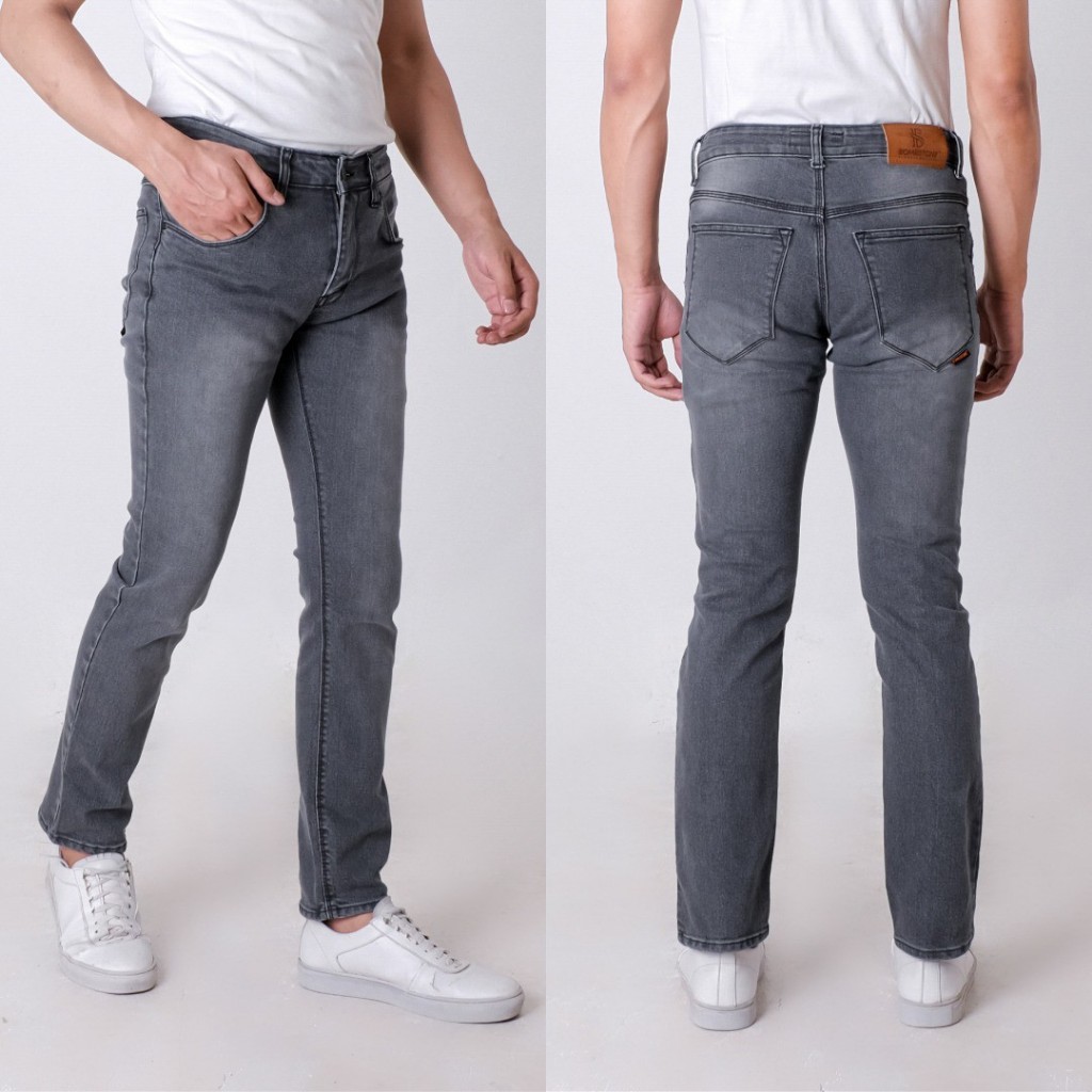 BOMBSTONE DENIM - Celana Pria Jeans Panjang SLIMFIT Calana warna Black jazz Scrup Clor Hitam Polos