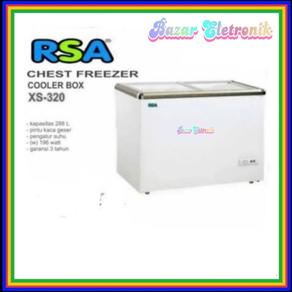 CHEST FREEZER RSA XS 320 / CHEST FREEZER RSA SLADING 288 LITER  XS-320  /  BOX FREEZER KACA RSA XS 3