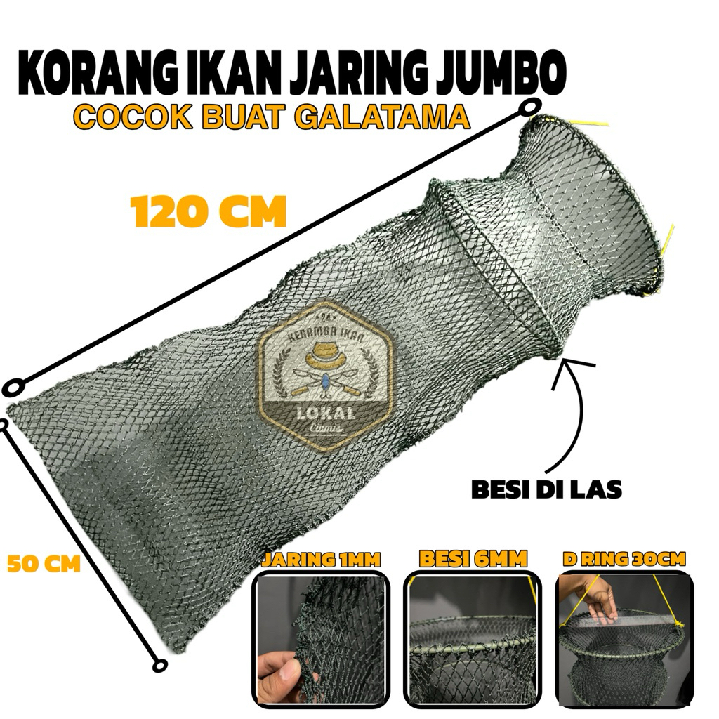 Korang ikan jaring ring besi 120Cm | koja ikan jaring galatama lele