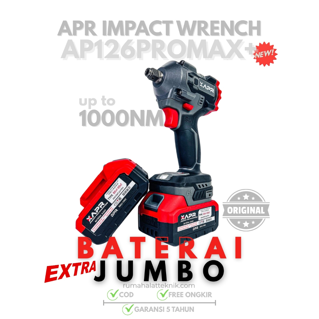 PROMO GILA IMPACT WRENCH APR GTOOLS 1000NM STANDAR! Torsi Setara DEWALT/MILWAUKEE! Bor Buka Baut Rod
