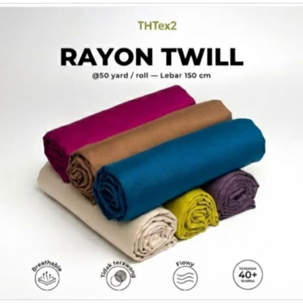Kain Rayon Twill Kahatex Premium Adem dan Lembut, 100% Rayon