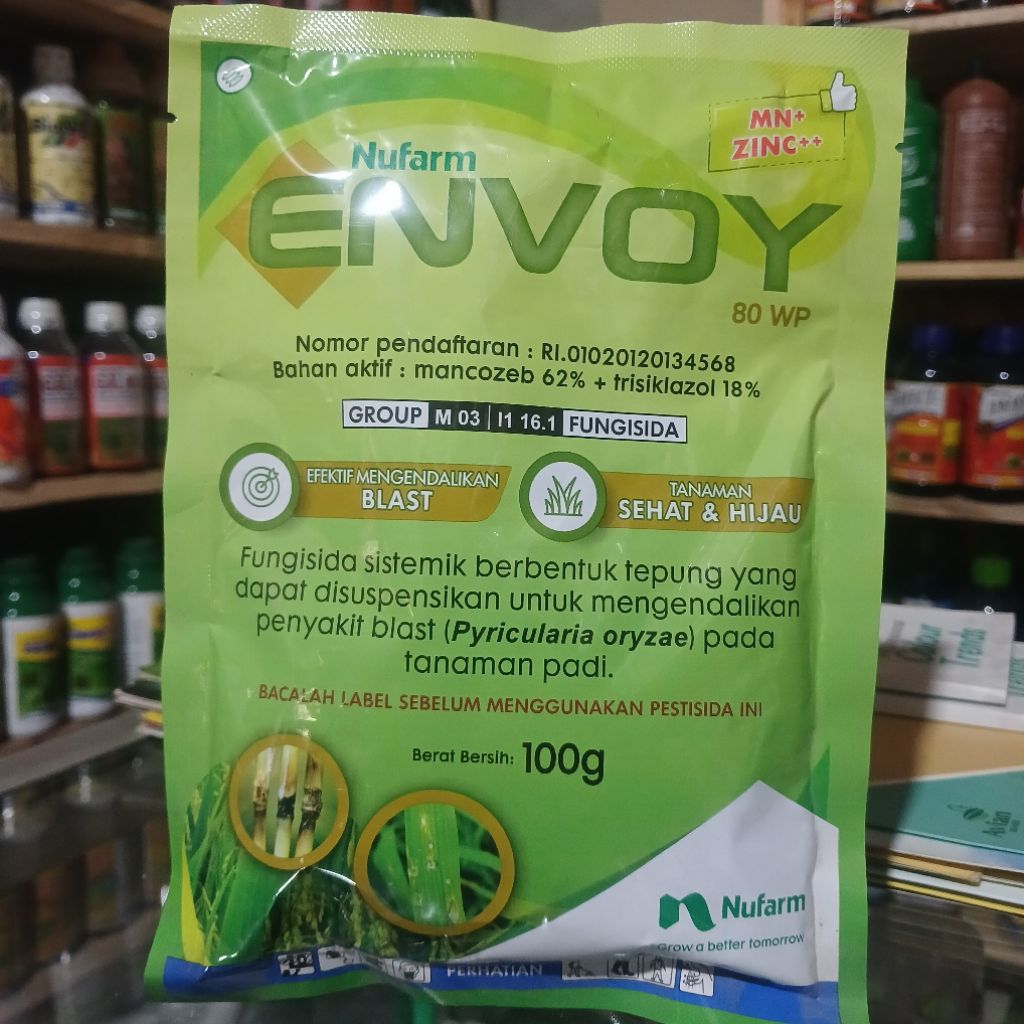 FUNGISIDA ENVOY 80 WP 100 GRAM NUFARM
Fungisida Envoy 80WP 100gr Mankozeb Trisiklazol Pengendali Jam