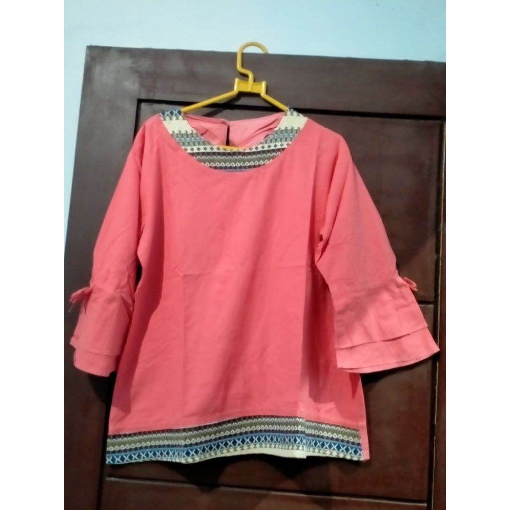 PL atasan wanita polos kombinasi batik