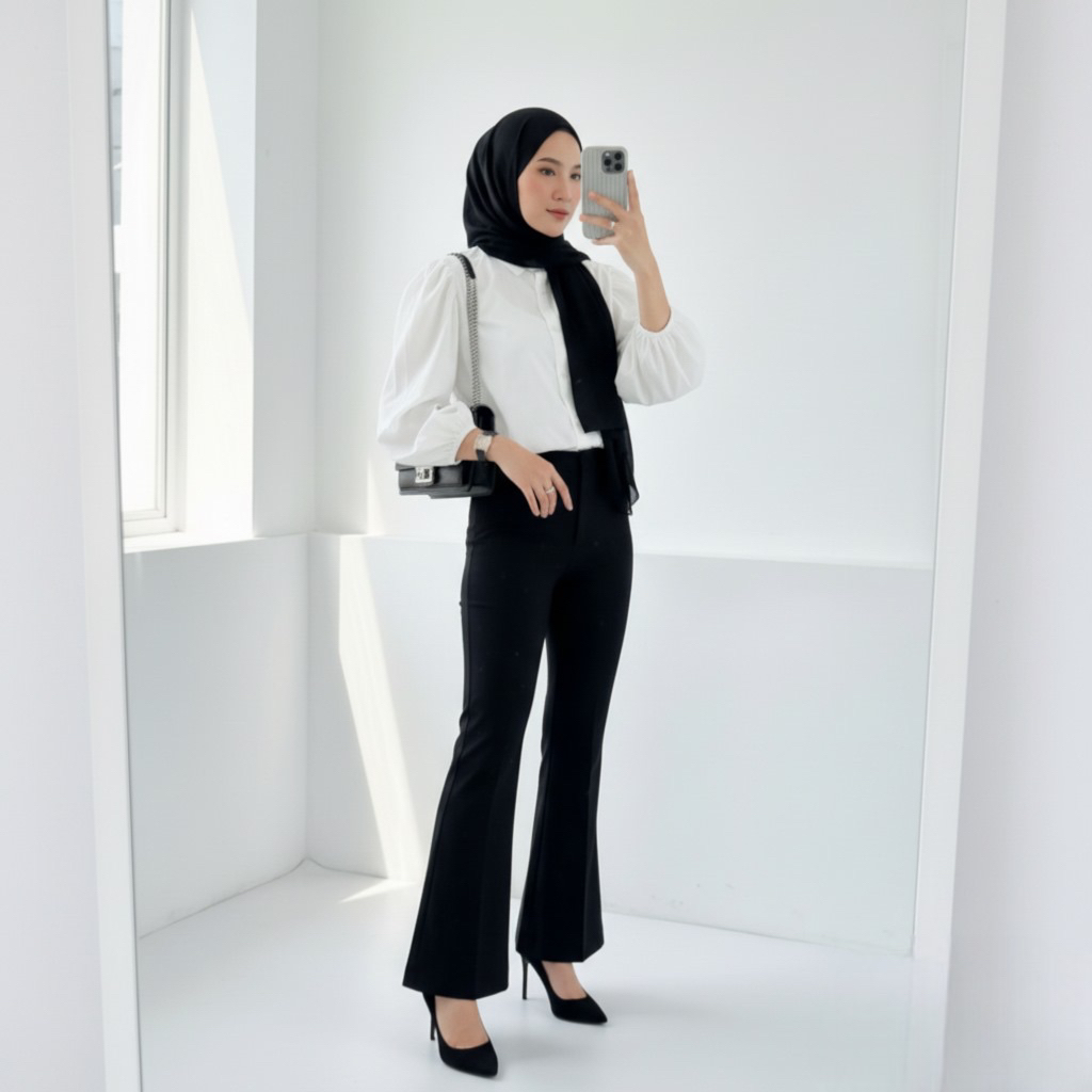 Promo Blouse Puffy Shakila Premium Putih Lengan Balon Kemeja Wanita Atasan Baju Kekinian