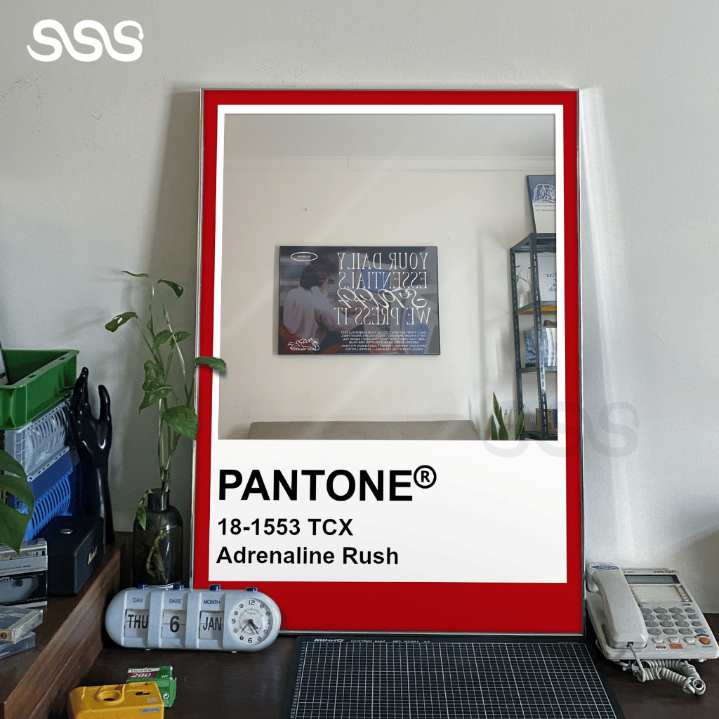 Frame Kaca Cermin Aesthetic / Pantone Adrenaline Rush Mirror / Cermin Aesthetic 90s Room Decor