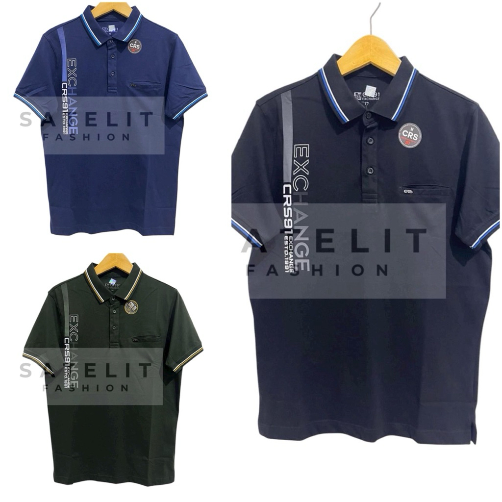 Crs 91 Original Kaos Kerah Polo Pria Distro Polos Katun Combed Kombinasi Kerah (Kancing Kantong)