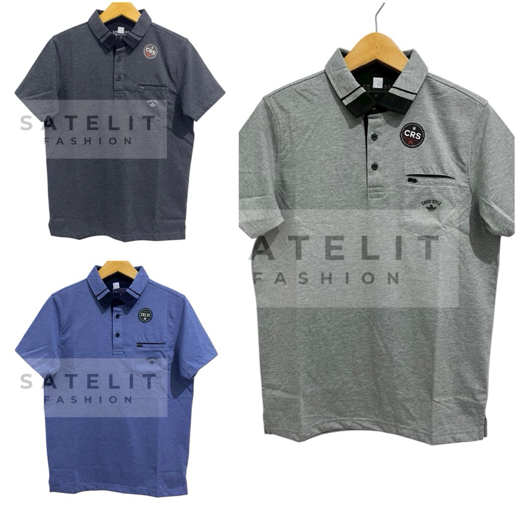 Crs 91 Original Kaos Kerah Polo Pria Polos Misty Kombinasi (Kancing Kantong)