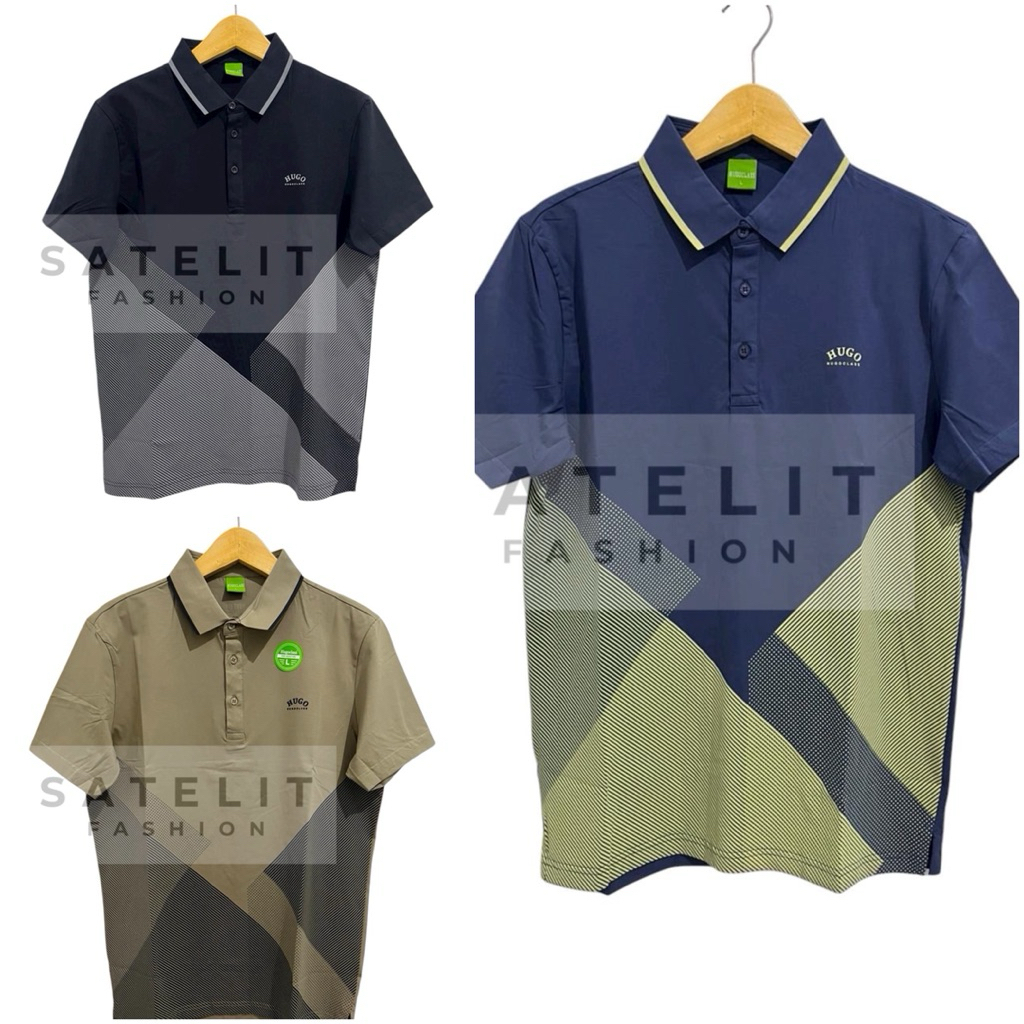 Hugo Class Original Kaos Kerah Pria Polos Spandex Uniq (Kancing)