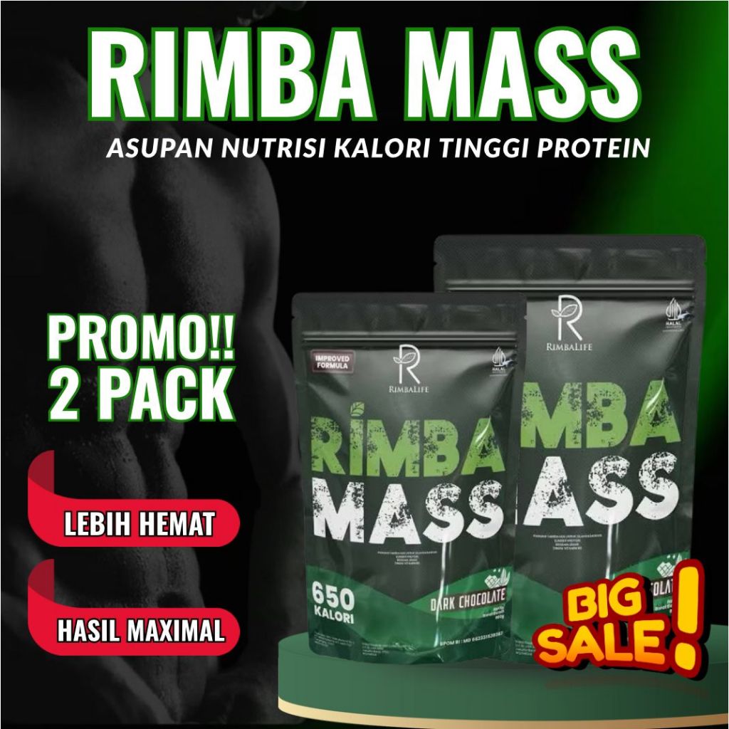 PROMO 2 PACK RIMBA MASS Susu Protein Penambah Berat Badan Asupan Kalori Buking Gym Pria Wanita