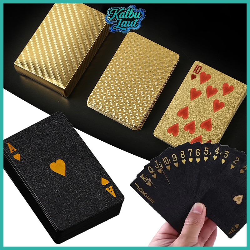 Kartu Remi Emas Dof Elegan Tahan Bending Kotor Tahan Air Material PVC Kuat Untuk Party Atau Hadiah