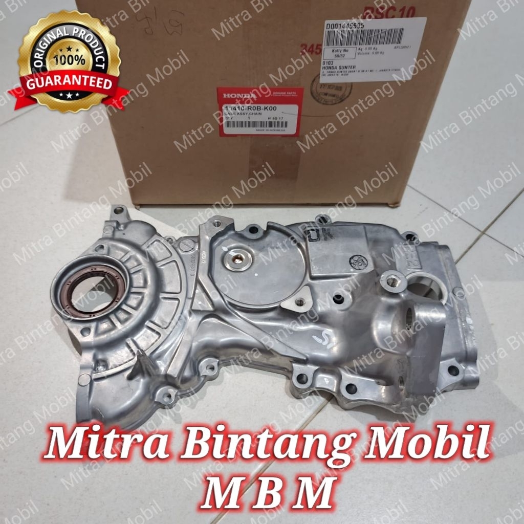 Tutup Cover Rantai Timing Pompa Oli Mesin Honda Mobilio Brio BRV Asli