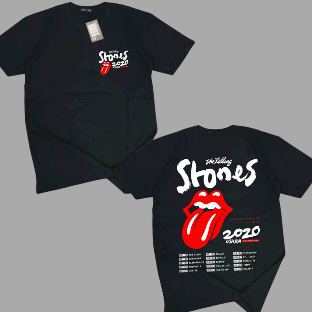 Kaos Rolling Stones Hitam Vintage 100% Katun Combad 24s Premium | Kaos Band Rolling Stones | Baju Ro