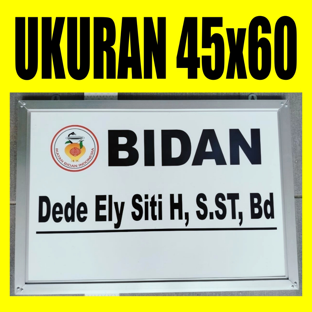 Papan Nama Acrylic 45x60 Papan Nama Dokter Plang Bidan Praktek Sekolah Sign Label 45*60 Akrilik