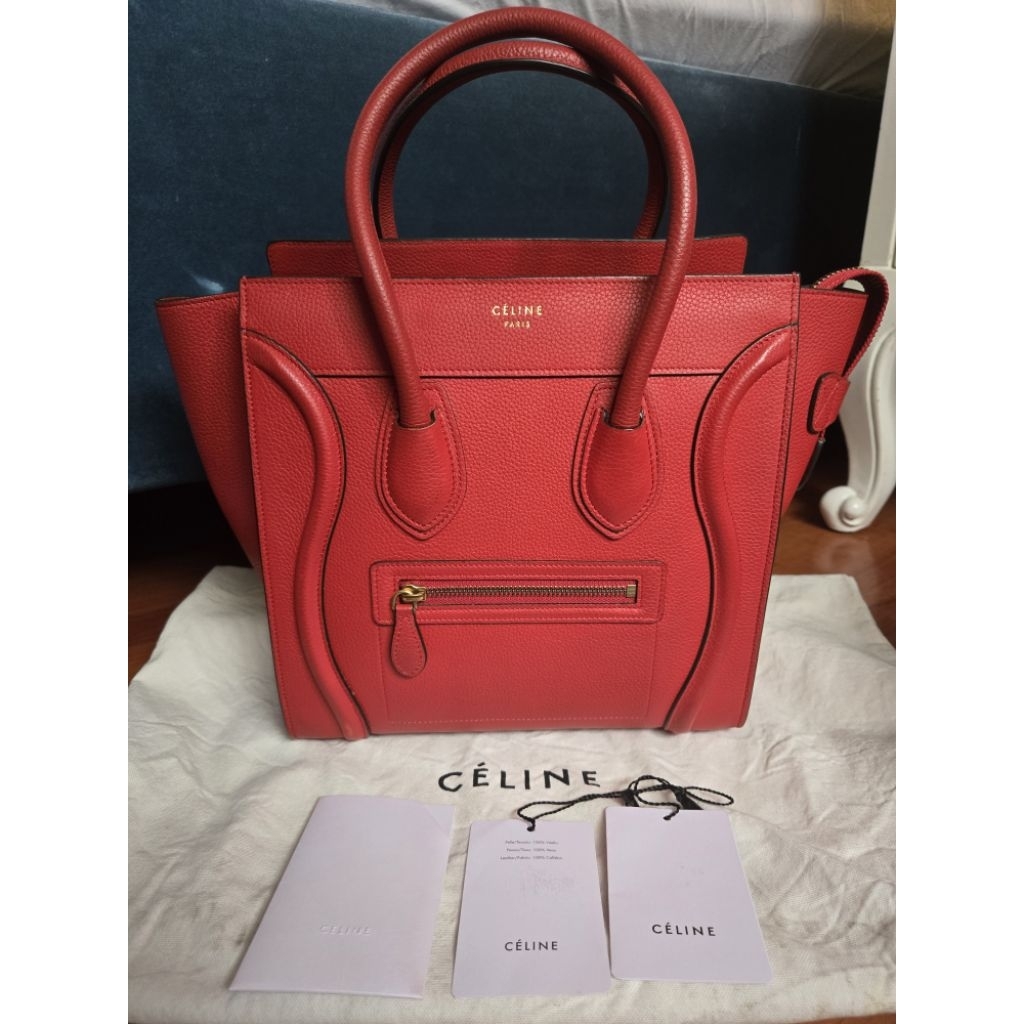 Preloved Celine red micro luggage bag