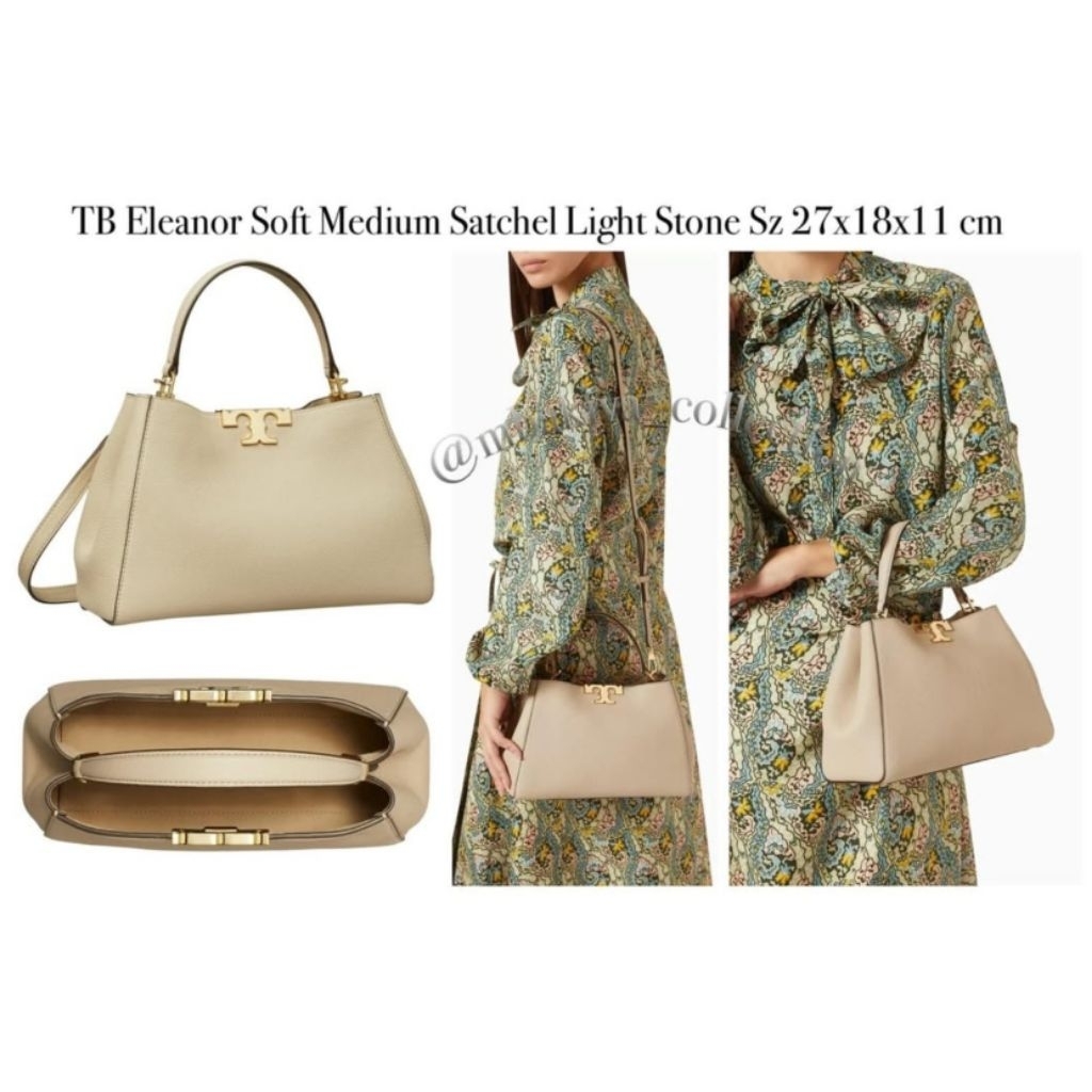 TB Eleanor Soft Medium Satchel Light Stone