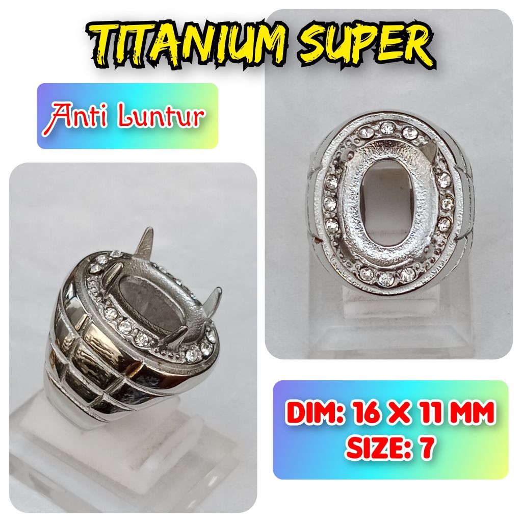 cincin emban batu akik batu permata anti Luntur super titanium.08