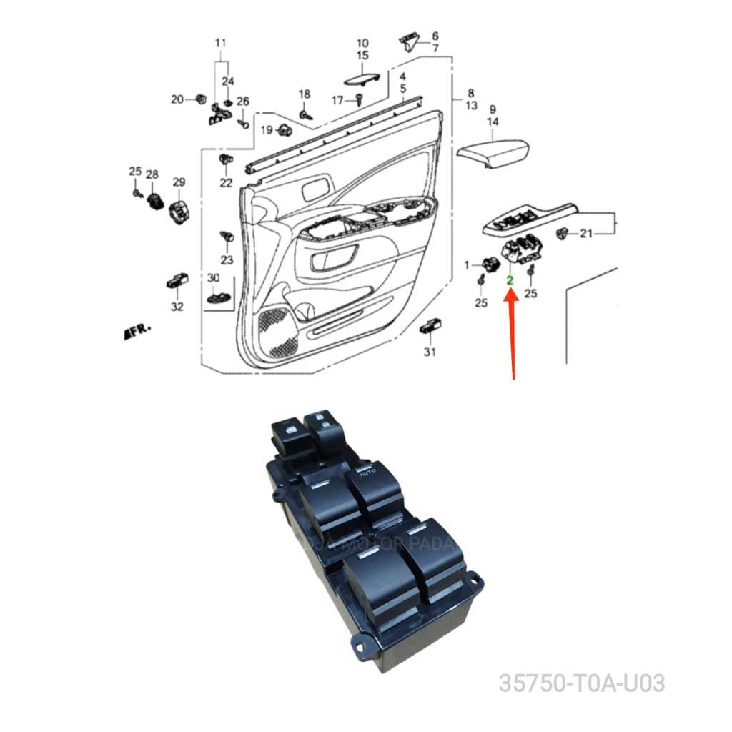 Switch Saklar Tombol Master Power Window Crv Rm Gen4 2012 2013 2014 Civic 2012 2013 35750-t0a-u03