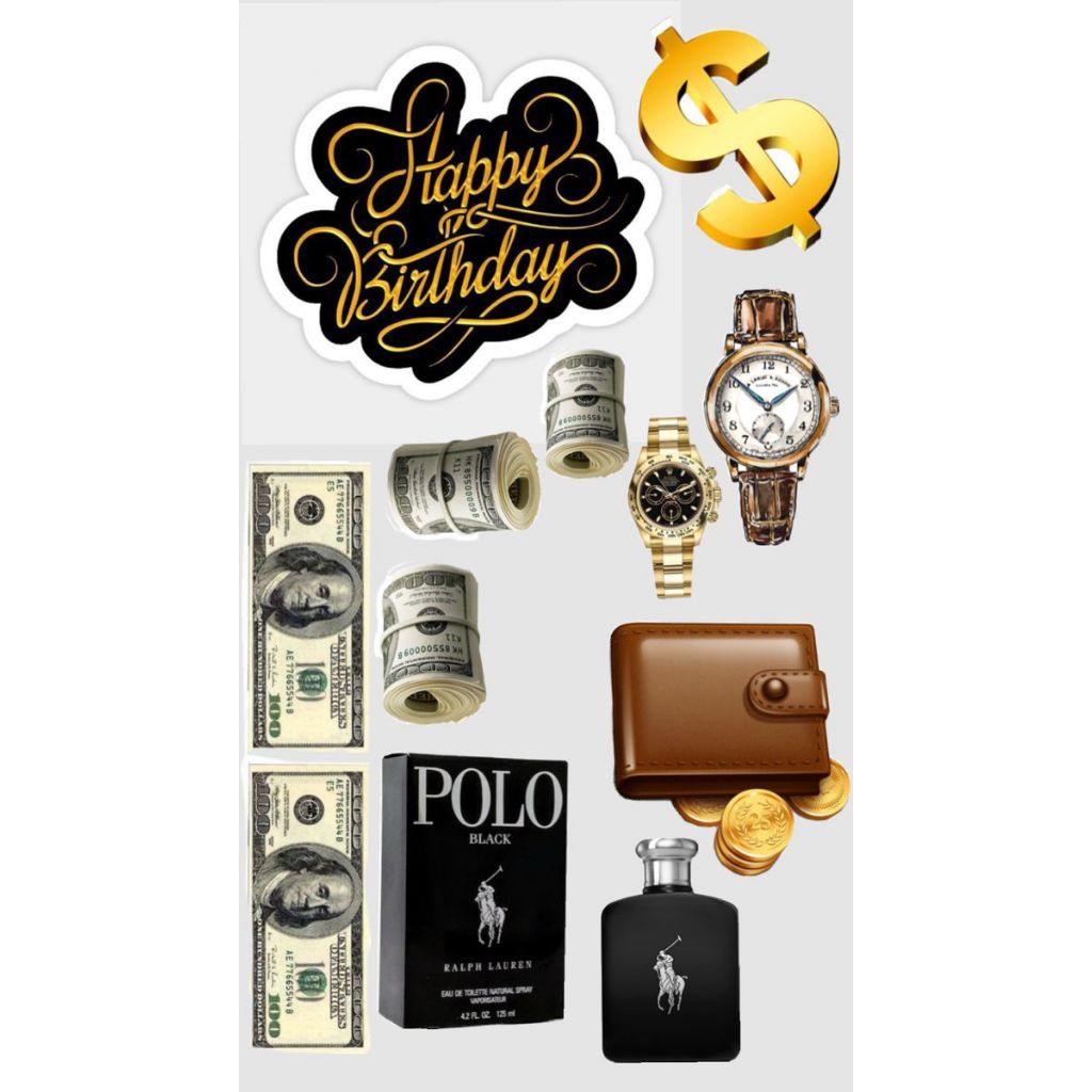 Topper Cake MONEY/UANG FREE CUSTOM NAMA/HIASAN CAKE ULTAH TEMA MONEY/UANG