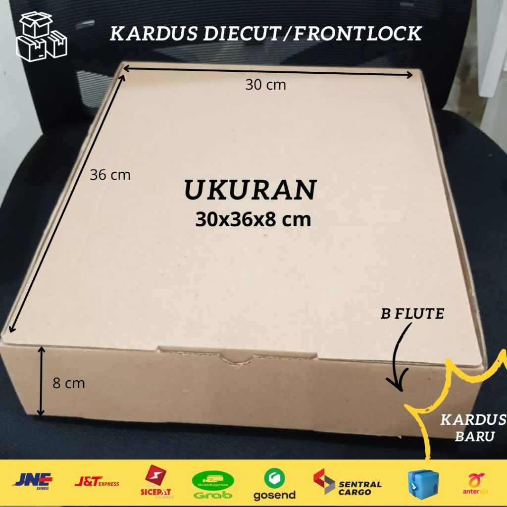 Kardus Diecut 30x36x8 cm Serbaguna/Dus Pakaian/Box Kue/Box Hampers/Box pizza