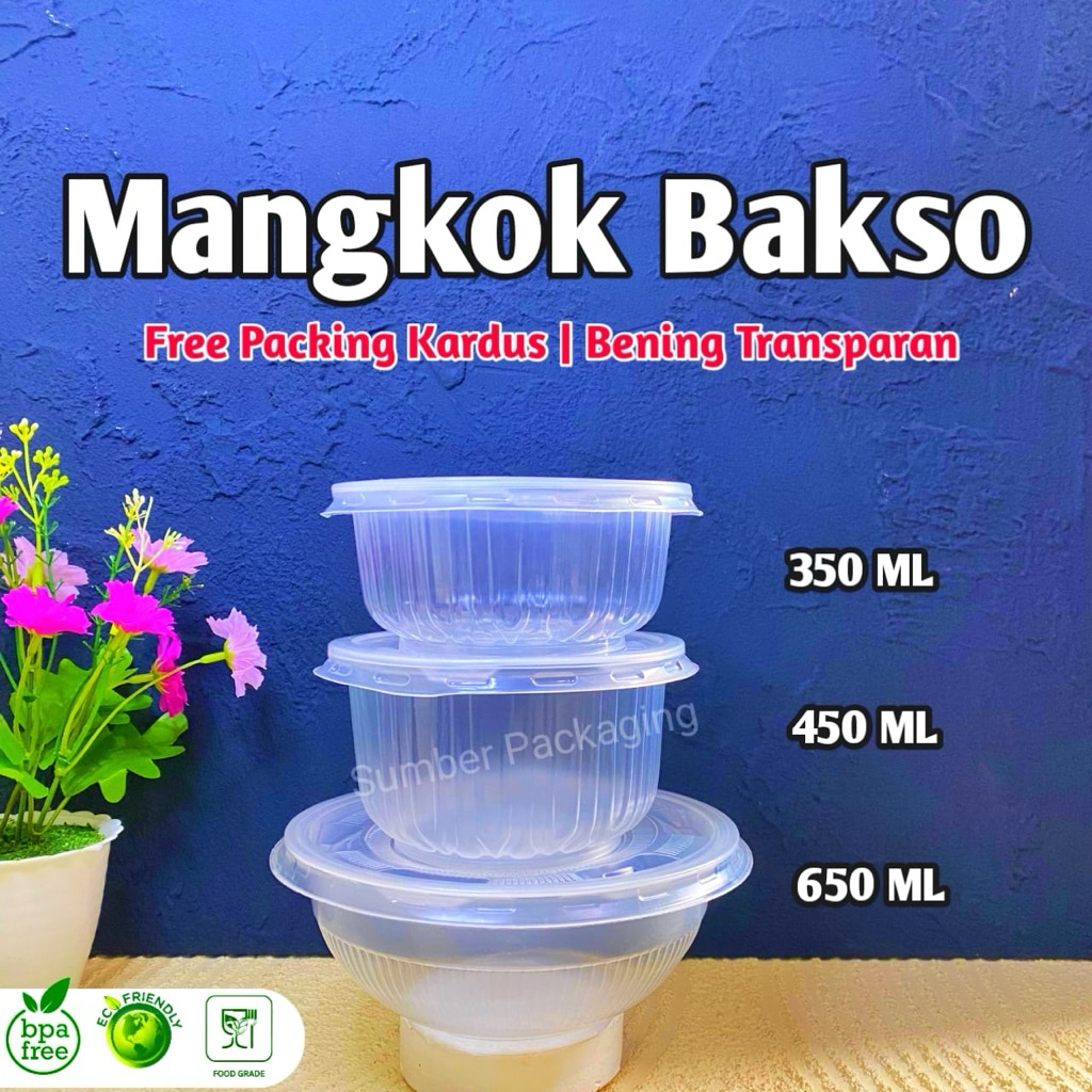 Mangkok Bakso Plastik + Tutup Tahan Panas | Mangkok Mika Bakso | Mangkok Makan Mie