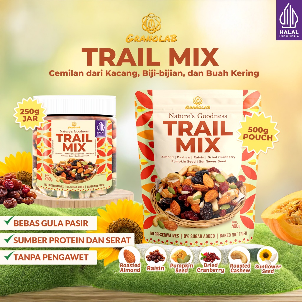 Trail Mix  | Snack Sehat - Almond, Cashew, Raisin, Cranberry, Pumpkin Seed, Sunflower Seed | Cemilan