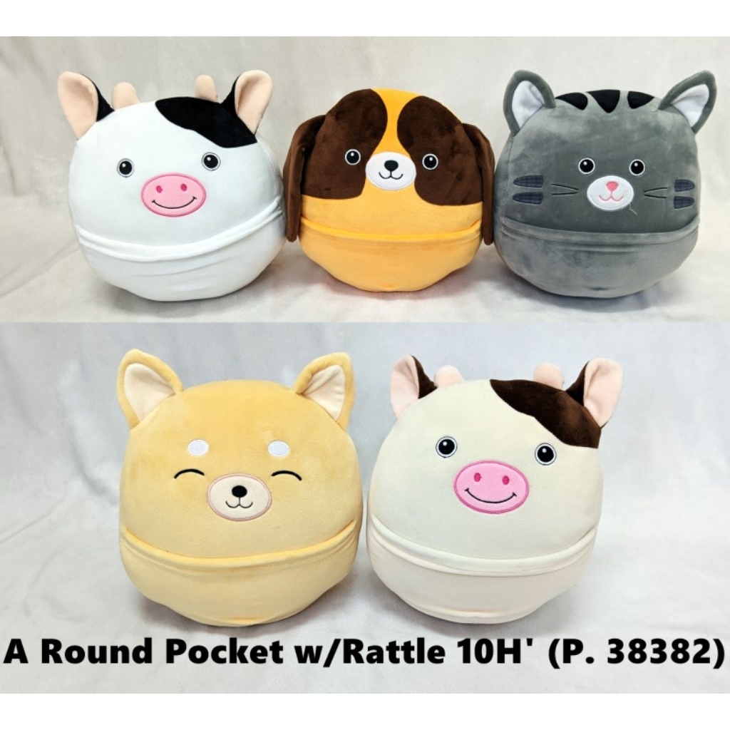 Boneka Animal Round Pocket Rattle By Seulgi , Boneka Binatang Bulat Pakai Kantung Merk Seulgi