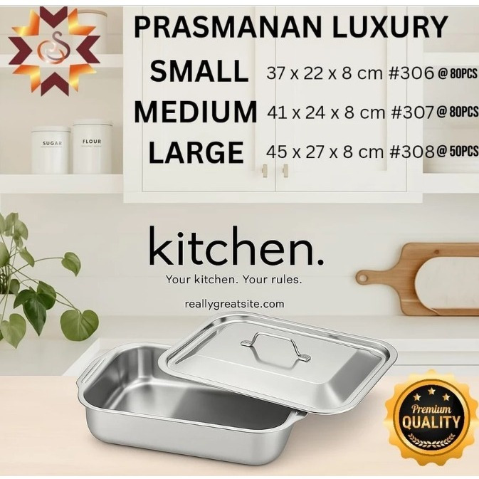 Promo 1Set Nampan Prasmanan Stainless TEBAL PREMIUM / Tempat Makanan Nasi Lauk Sayur / Wadah Saji / 