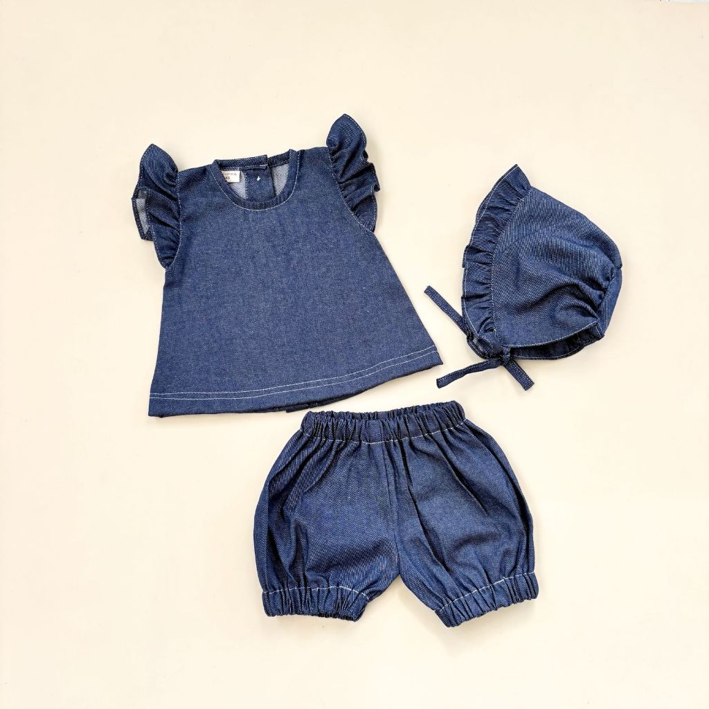 Aurel Set Jeans Denim-Baby Newborn 3 Bulan-2 Tahun One Set Bayi Setelan Baju Anak Perempuan / Bodysu