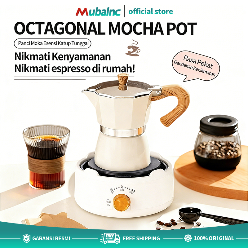 MUBALNC Mocha Pot Espresso Set Coffee Pot Tungku Listrik Set Tahan Lama Set Kopi Moka + Kompor Listr