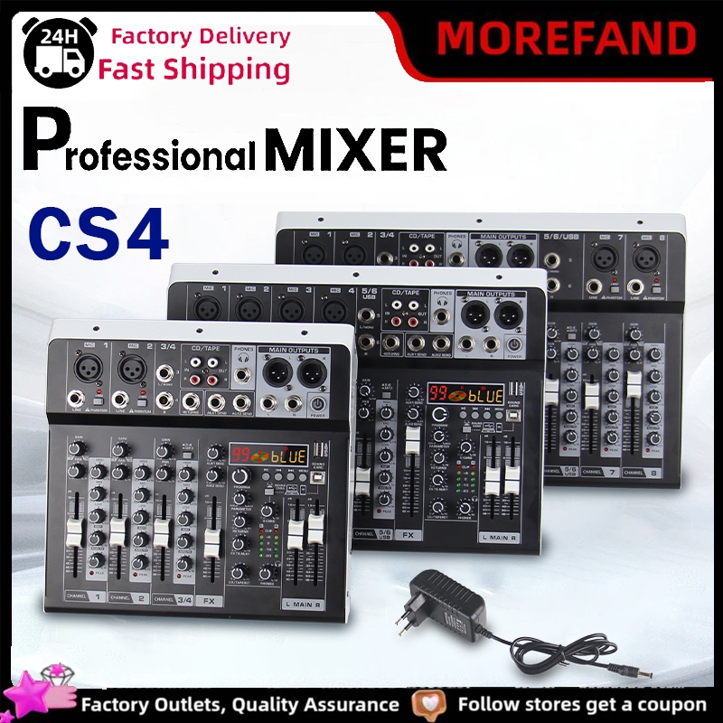 Live Mixer audio CS4 4 chanel Professional  USB Bluetooth Mini mixer Aluminium murni Untuk Audio Kar
