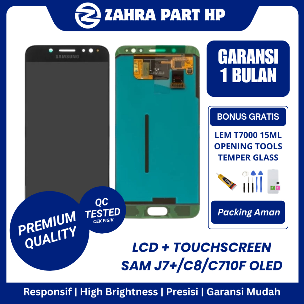 LCD SAMSUNG J7+/C8/C710F/C7100 BLACK ORI OLED FULLSET + TOUCHSCREEN