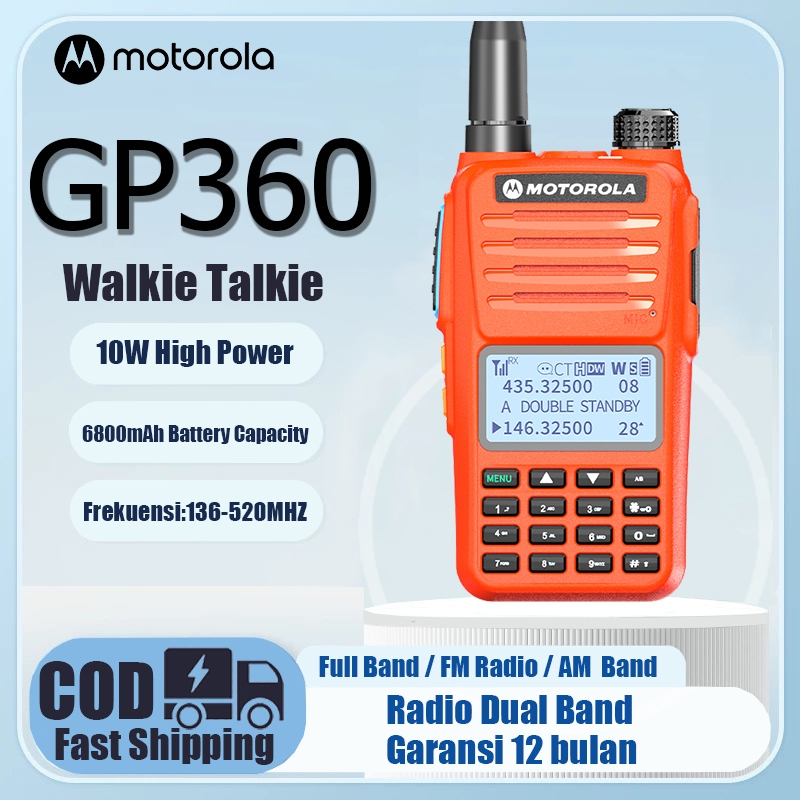 MOTOROLA GP360 Oranye walkie talkie dua arah radio wailkie talkie jarak panjang 10W panggilan frekue