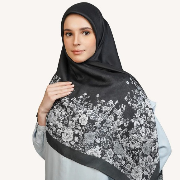 Elzatta Hijab Jilbab Kerudung Segi Empat Motif Premium Kaila TR Kara Syar'i