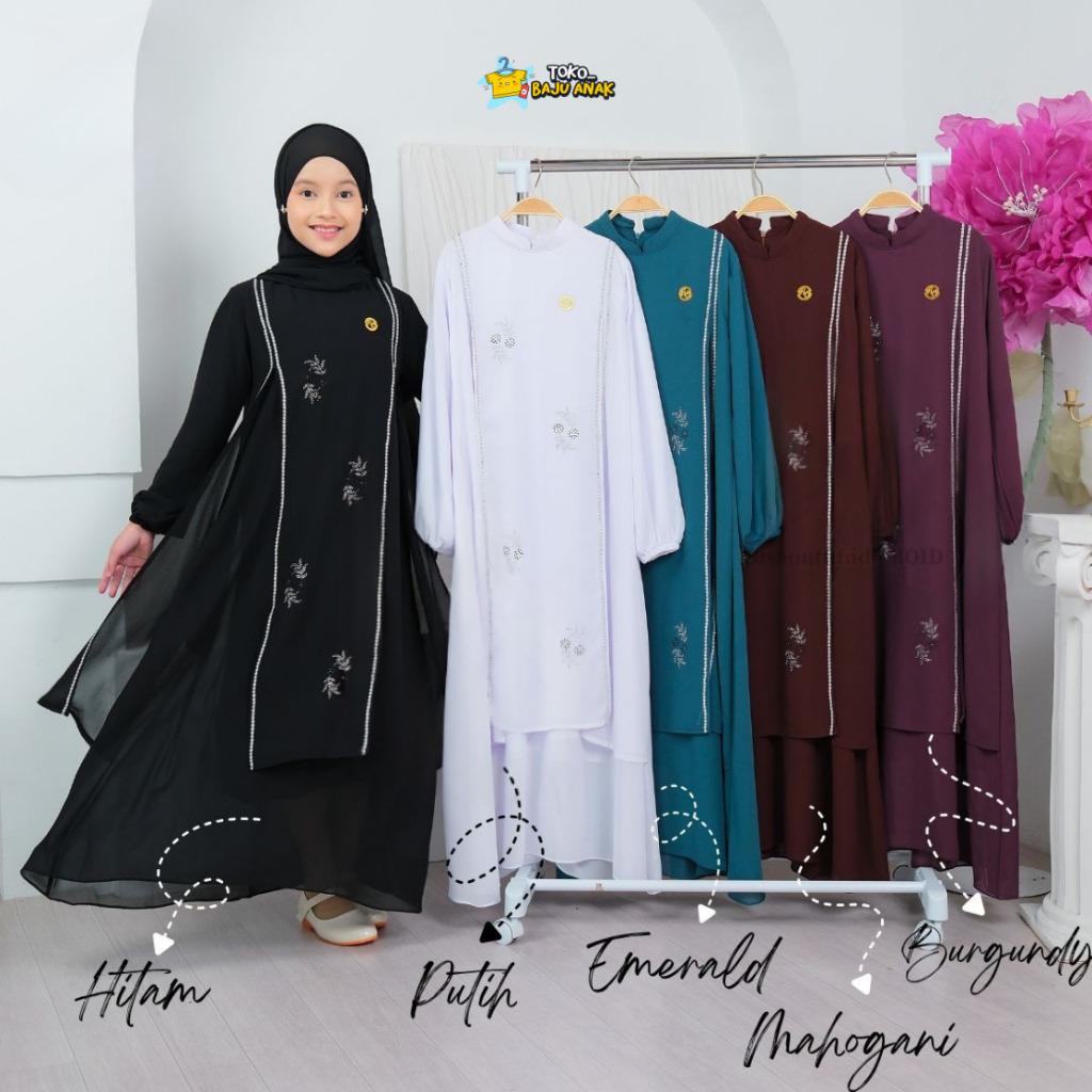 Gamis Abaya Muslim Anak Perempuan Terbaru Bahan Ceruty 2-12 Tahun Abaya Turki Mewah