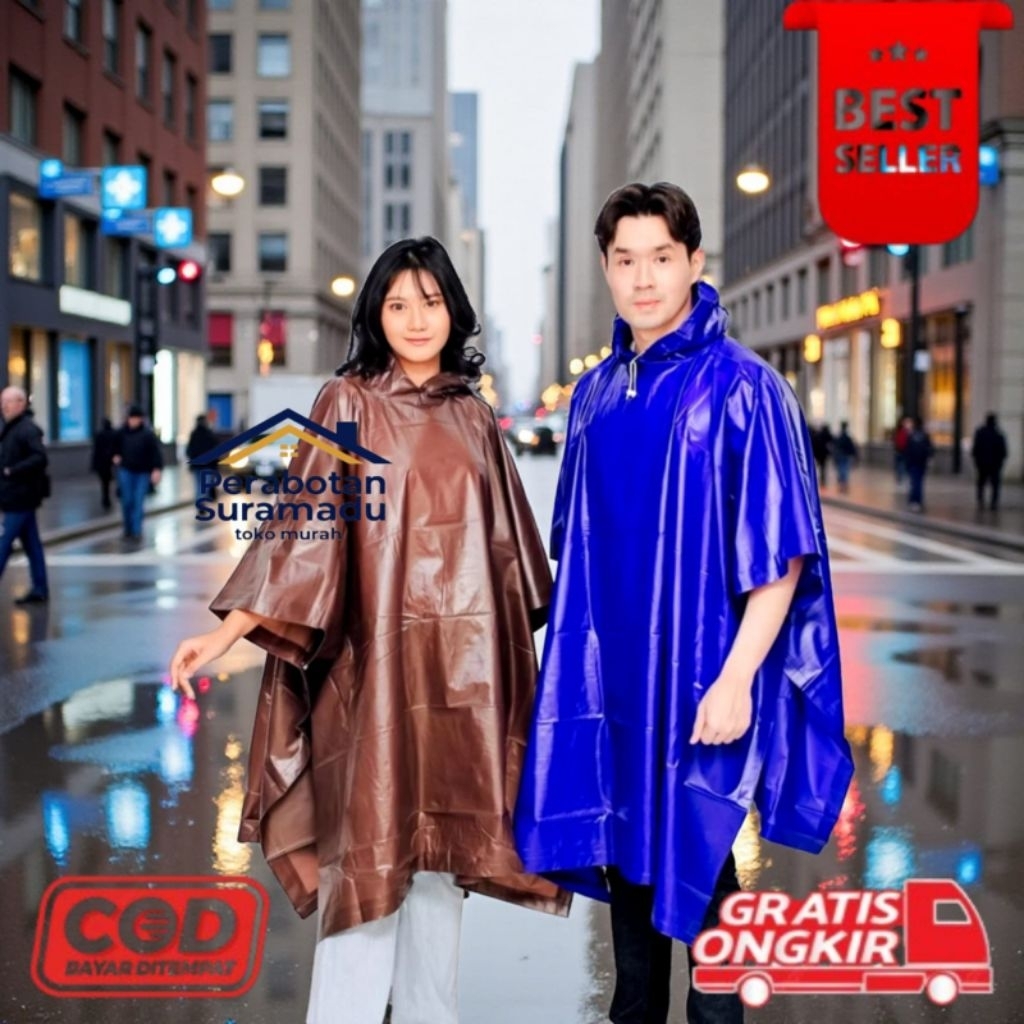 [TMPS] Jas Hujan Ponco Penguins P 555 Size XXL Lengan Kelelawar Penguins