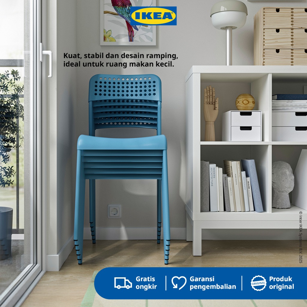 IKEA SANDSBERG Kursi Minimalis dengan Sandaran Punggung Biru