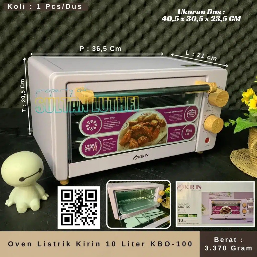 Oven Listrik Kirin 10 Liter KBO-100 (Purple)