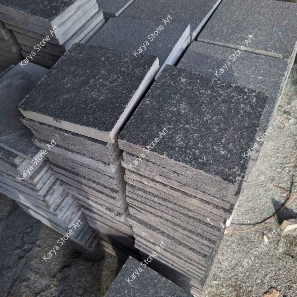 Batu Andesit Bakar 15x15x2 | Andesit Hitam Bakar | Batu Granit Bakar | Batu Alam Granit Bakar | Ande