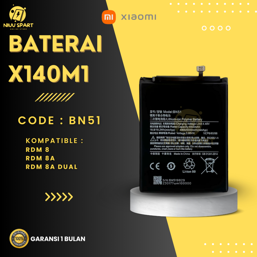 BATERAI BATTERY XIAOMI BN51 XIAOMI REDMI 8/8A/8A PRO DOUBLE [IC POWER] ORIGINAL