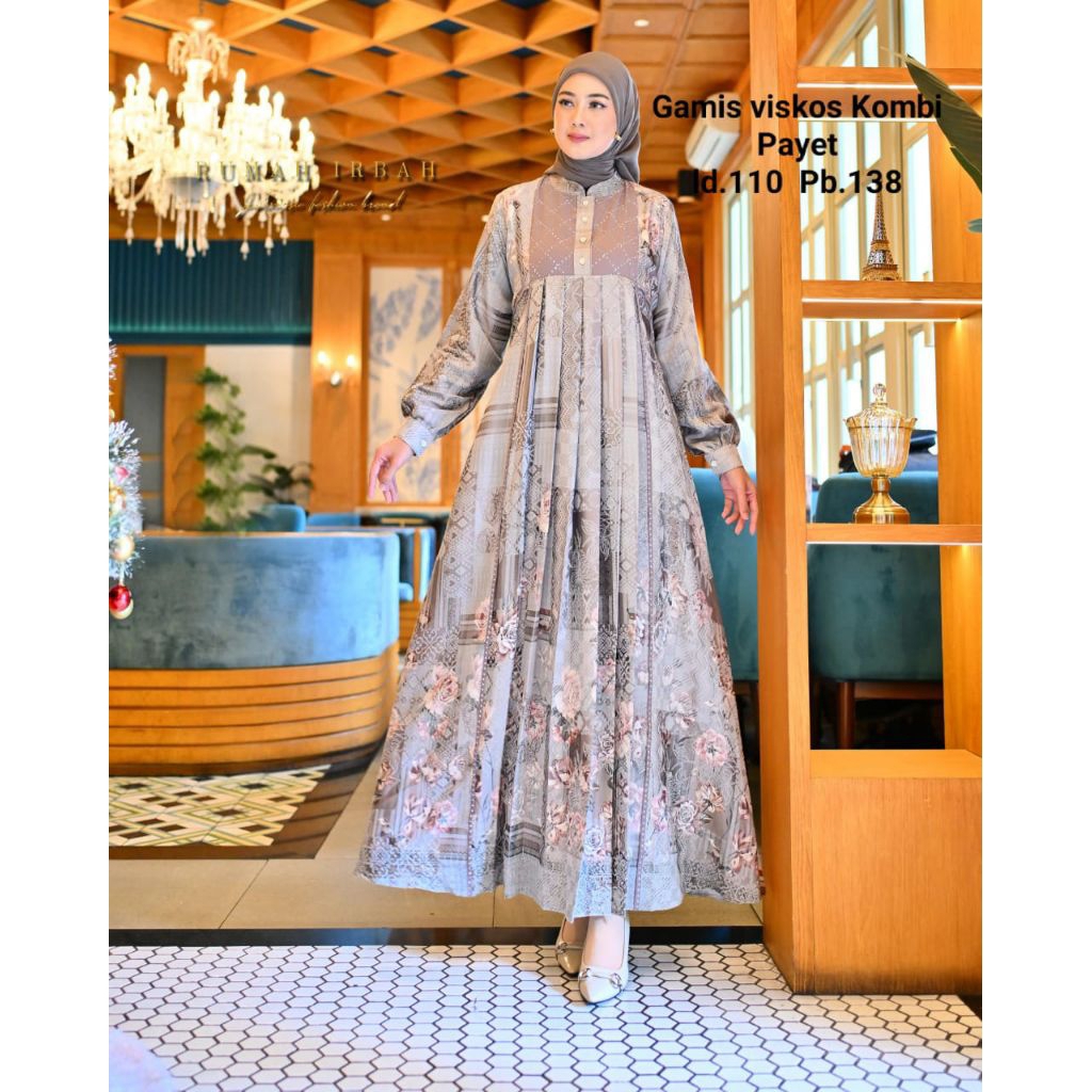 gamis bahan jaguar viscose/gamis bahan adem/Busui friendly/cocok utk hangout atw acara resmi