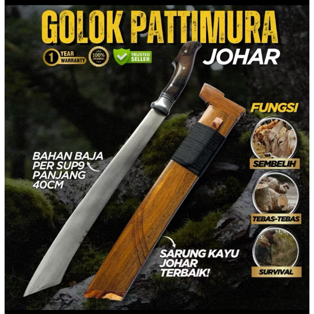 Golok Patimura | Golok Tebas Fulltang Baja Per SUP 9 | Golok Tajam Pekerjaan Berat