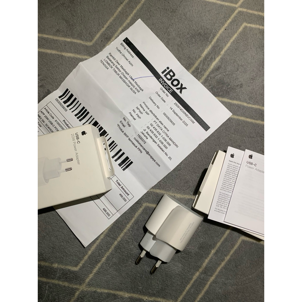 Kepala Charger iPhone 20W Original iBox