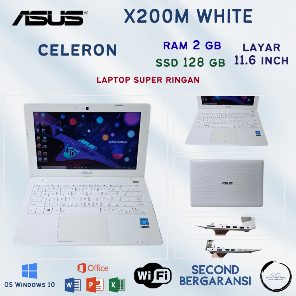 ASUS X200M Laptop Intel Celeron N2840 – 2 GB RAM 128 GB SSD Webcam Wi-Fi HDMI USB3.0