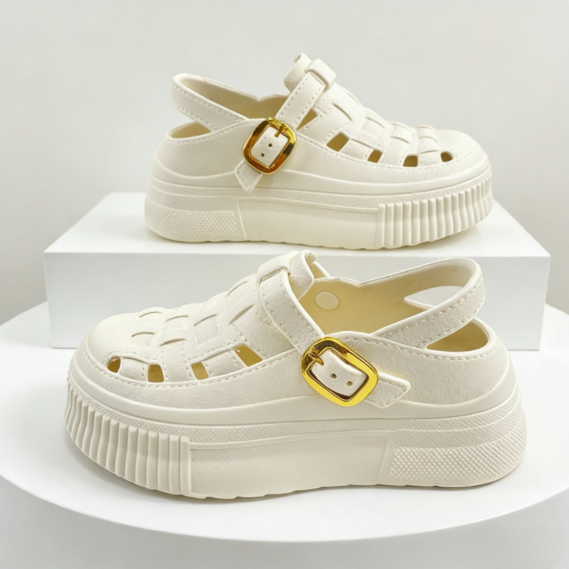 BARU BARU MALL Sandal Wanita Kekinian Tinggi Sandal Baim Wanita Sandal Fuji Korea Sepatu Jelly Lace-