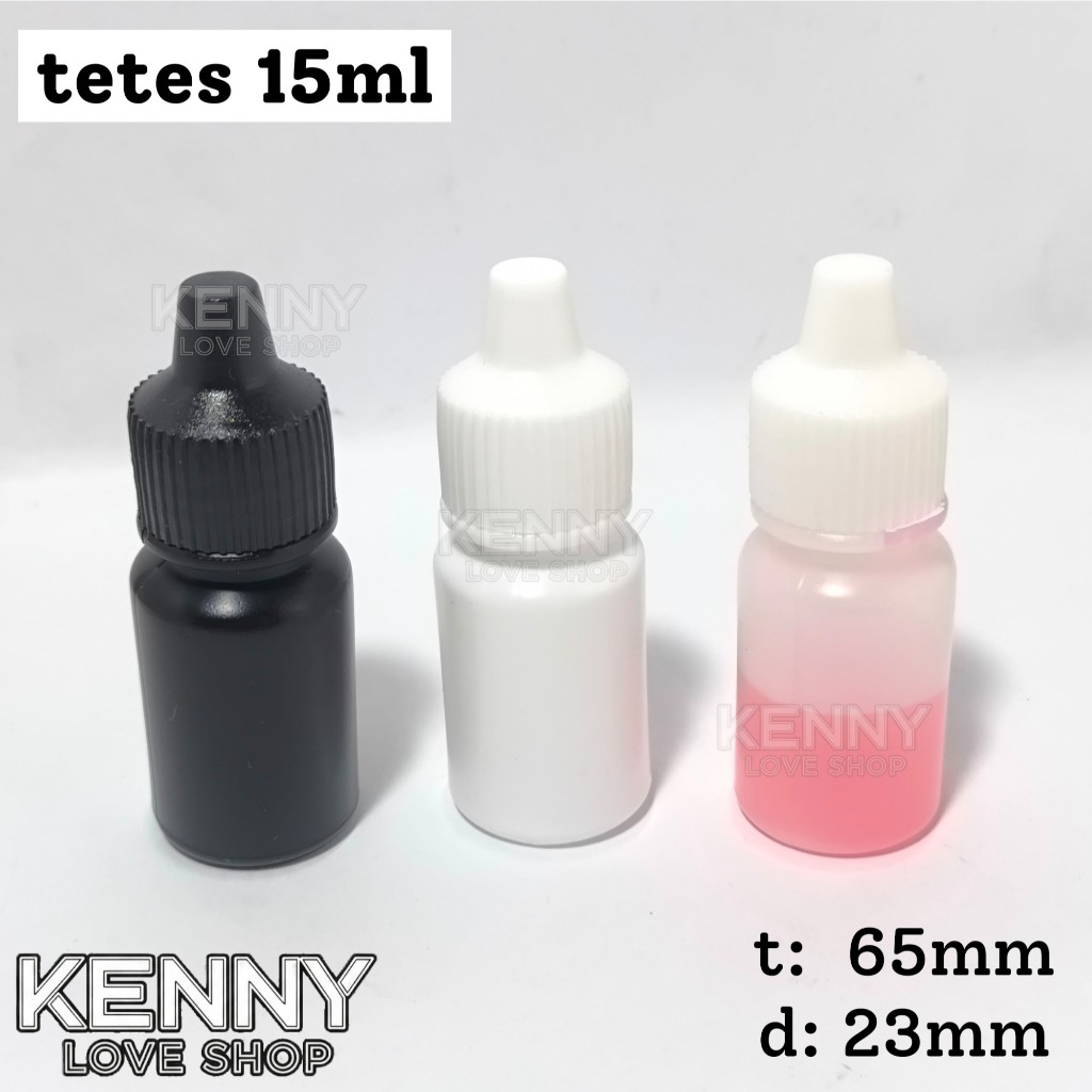 CC botol tetes 15 ml  PENTOL POLOS wadah kosong plastik putih natural hitam 15ml pentil