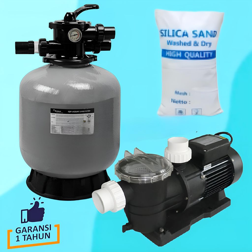 Mesin Pompa Air Kolam Renang 1HP + Sand Filter 16" Paket Kolam Renang