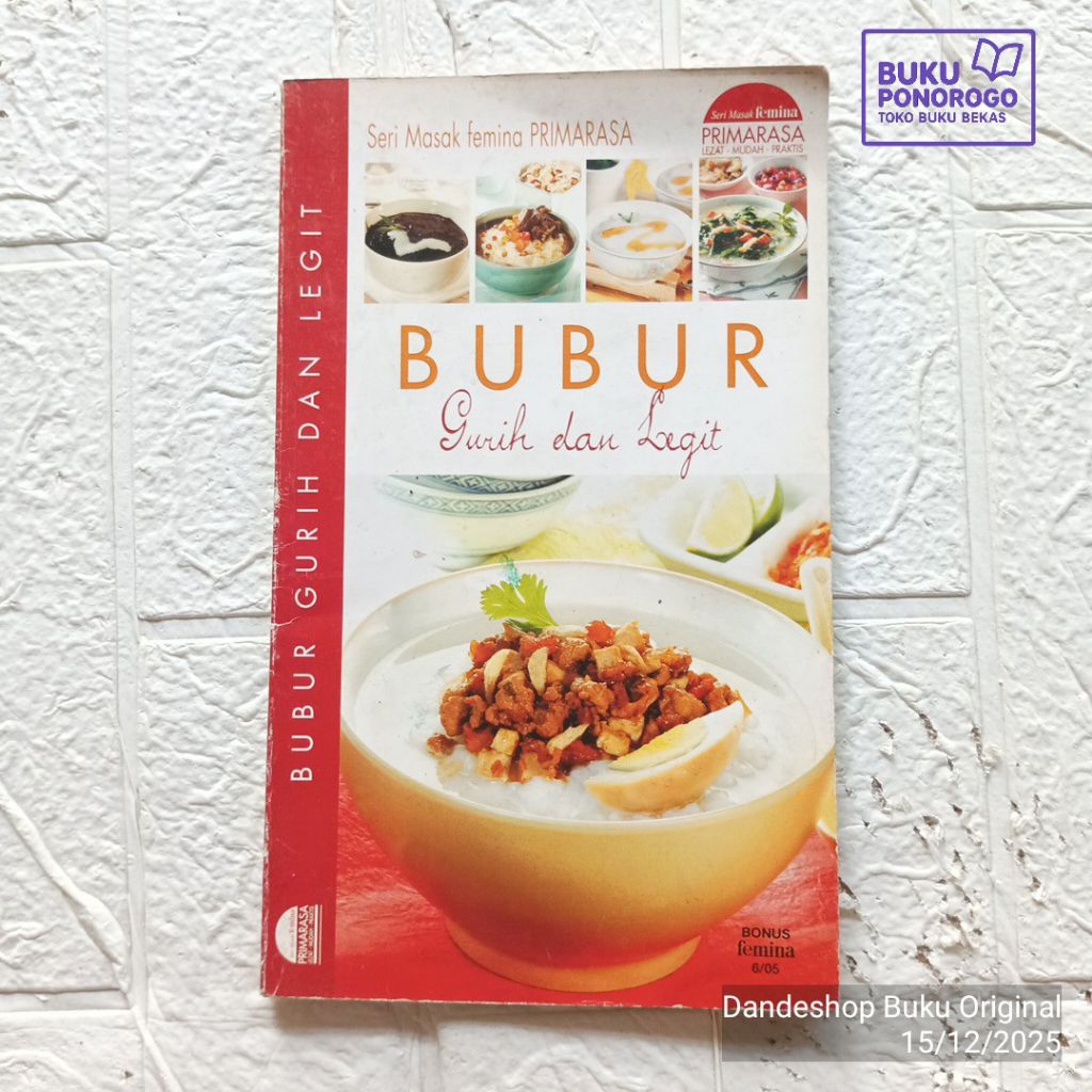 (BEKAS) Bubur Gurih & Legit - seri masak Femina Primarasa - BUKU RESEP MASAKAN ORIGINAL