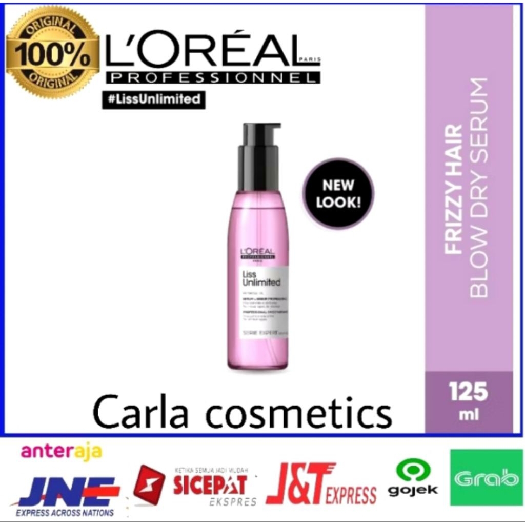 Serum Loreal serie expert liss unlimeted blow dry serum frizzy hair 125ml vitamin rambut Loreal seri