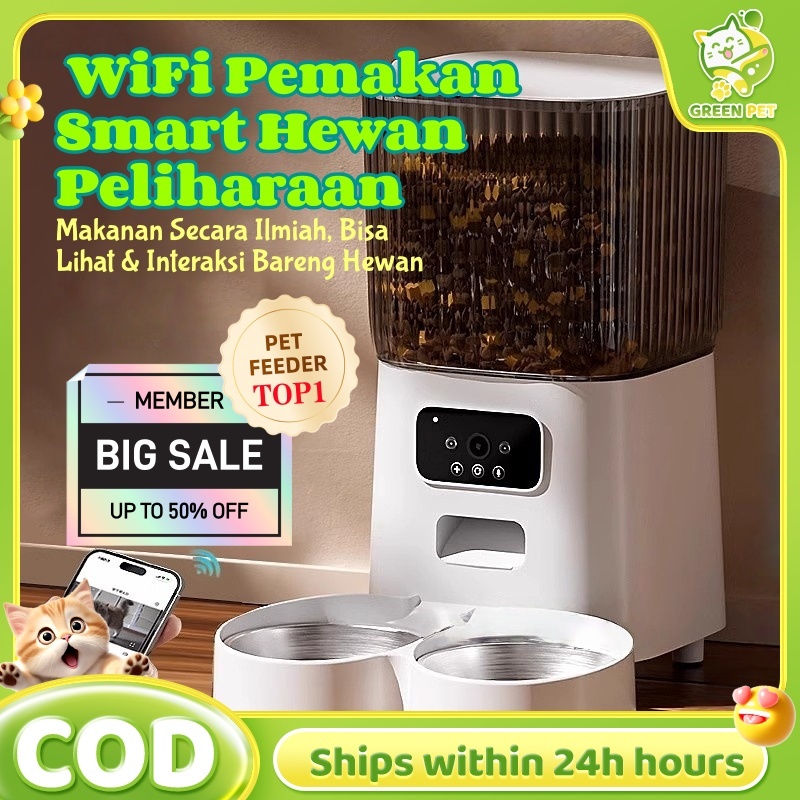 PAPAPET Pengumpan Cerdas Hewan Peliharaan - Dispenser Makanan Otomatis WiFi Terhubung untuk Kucing &